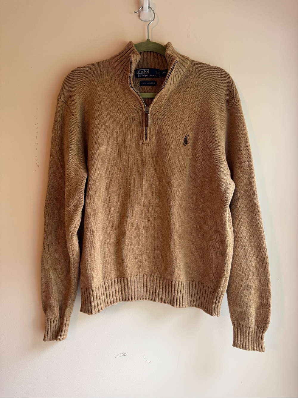 Ralph Lauren Men's Camel Zip-Neck Sweater
